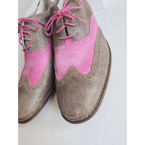 Cole Haan Colton Pink Taupe Brown Wingtip Brogue Oxford Mens Dress Shoes 11.5 - Picture 8 of 13